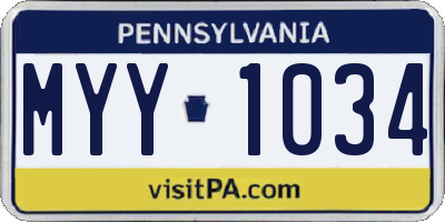 PA license plate MYY1034