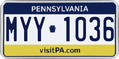 PA license plate MYY1036