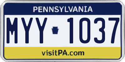 PA license plate MYY1037