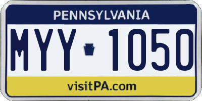 PA license plate MYY1050
