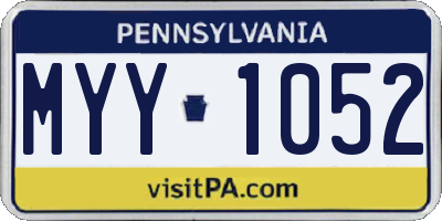 PA license plate MYY1052