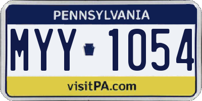 PA license plate MYY1054