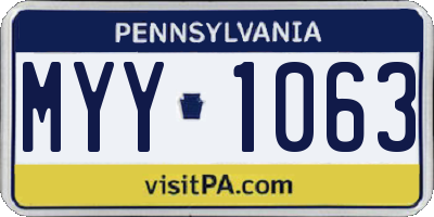 PA license plate MYY1063
