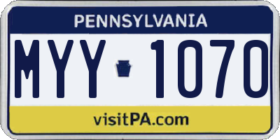 PA license plate MYY1070