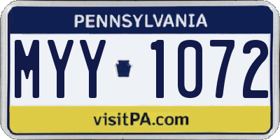 PA license plate MYY1072