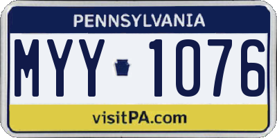 PA license plate MYY1076