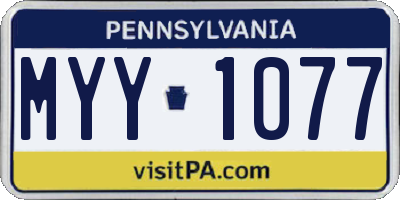 PA license plate MYY1077