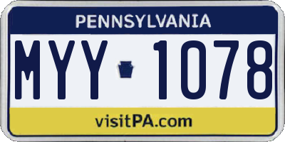 PA license plate MYY1078