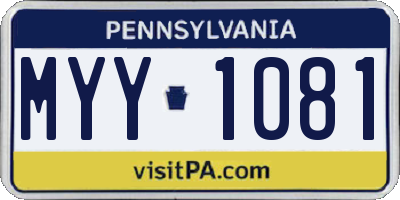 PA license plate MYY1081