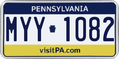 PA license plate MYY1082