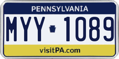 PA license plate MYY1089
