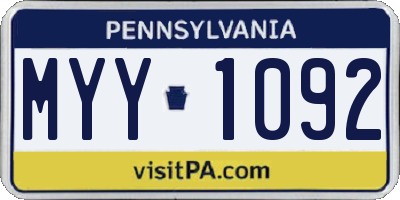 PA license plate MYY1092