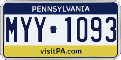 PA license plate MYY1093
