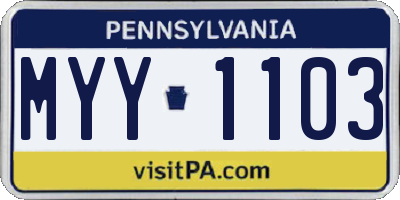 PA license plate MYY1103