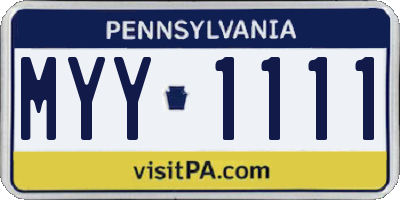 PA license plate MYY1111