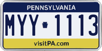 PA license plate MYY1113