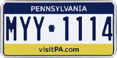 PA license plate MYY1114