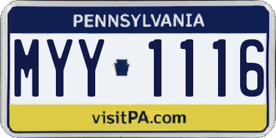PA license plate MYY1116