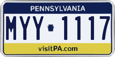 PA license plate MYY1117