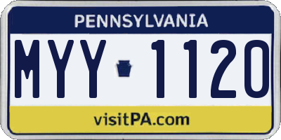 PA license plate MYY1120