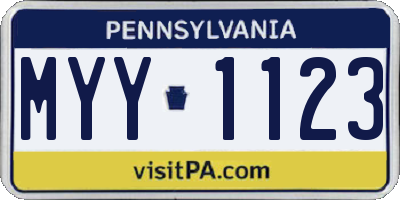 PA license plate MYY1123