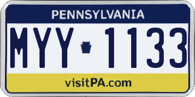 PA license plate MYY1133
