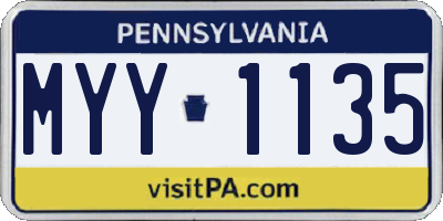 PA license plate MYY1135