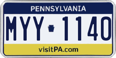 PA license plate MYY1140