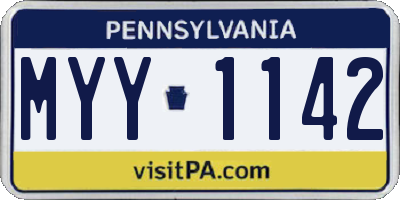 PA license plate MYY1142