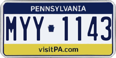 PA license plate MYY1143