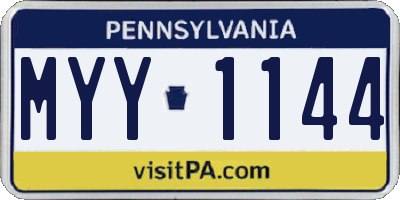 PA license plate MYY1144