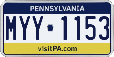 PA license plate MYY1153