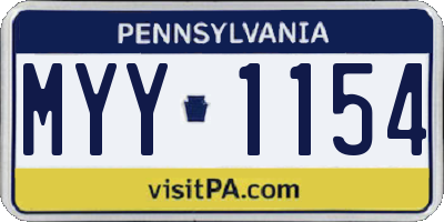 PA license plate MYY1154