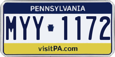 PA license plate MYY1172