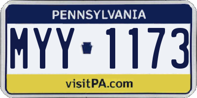 PA license plate MYY1173