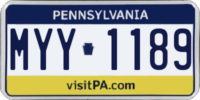 PA license plate MYY1189