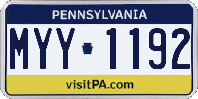 PA license plate MYY1192