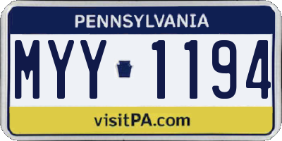 PA license plate MYY1194