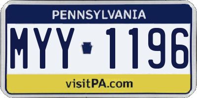 PA license plate MYY1196