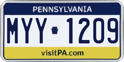 PA license plate MYY1209