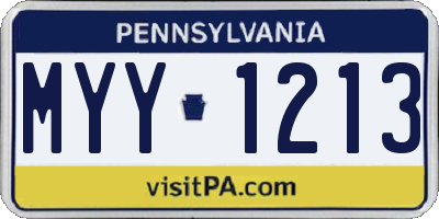PA license plate MYY1213