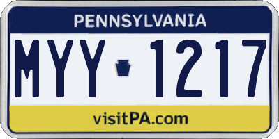 PA license plate MYY1217