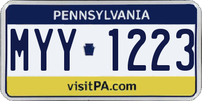 PA license plate MYY1223
