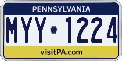 PA license plate MYY1224