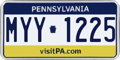 PA license plate MYY1225