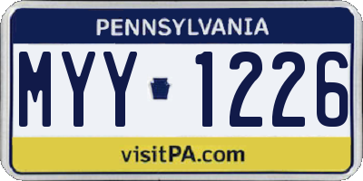 PA license plate MYY1226