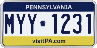 PA license plate MYY1231