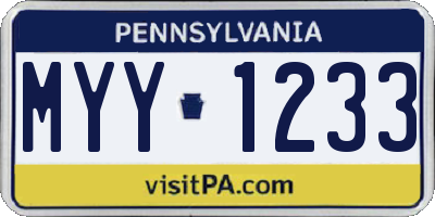 PA license plate MYY1233