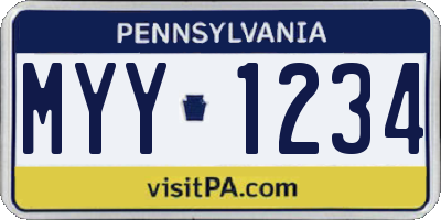 PA license plate MYY1234