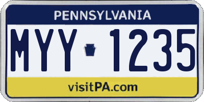 PA license plate MYY1235